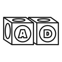 Alphabet cube icon, outline style vector