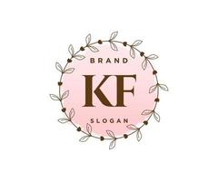 Initial KF feminine logo. Usable for Nature, Salon, Spa, Cosmetic and Beauty Logos. Flat Vector Logo Design Template Element.