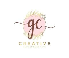 Initial GC feminine logo. Usable for Nature, Salon, Spa, Cosmetic and Beauty Logos. Flat Vector Logo Design Template Element.