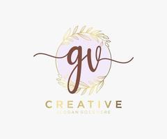 Initial GV feminine logo. Usable for Nature, Salon, Spa, Cosmetic and Beauty Logos. Flat Vector Logo Design Template Element.