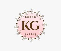 logo femenino kg inicial. utilizable para logotipos de naturaleza, salón, spa, cosmética y belleza. elemento de plantilla de diseño de logotipo de vector plano.