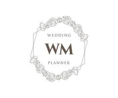 WM Initials letter Wedding monogram logos collection, hand drawn modern minimalistic and floral templates for Invitation cards, Save the Date, elegant identity for restaurant, boutique, cafe in vector
