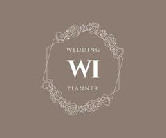 WI Initials letter Wedding monogram logos collection, hand drawn modern minimalistic and floral templates for Invitation cards, Save the Date, elegant identity for restaurant, boutique, cafe in vector
