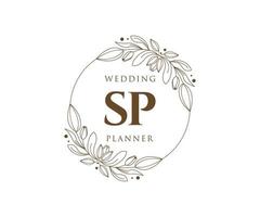 SP Initials letter Wedding monogram logos collection, hand drawn modern minimalistic and floral templates for Invitation cards, Save the Date, elegant identity for restaurant, boutique, cafe in vector