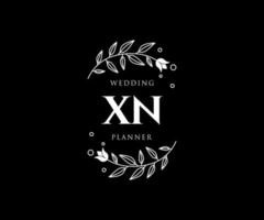 XN Initials letter Wedding monogram logos collection, hand drawn modern minimalistic and floral templates for Invitation cards, Save the Date, elegant identity for restaurant, boutique, cafe in vector