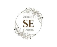 SE Initials letter Wedding monogram logos collection, hand drawn modern minimalistic and floral templates for Invitation cards, Save the Date, elegant identity for restaurant, boutique, cafe in vector