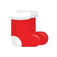 Red santa shoes icon, flat style vector