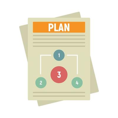 Management plan icon, flat style