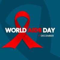 world aids day greeting design template. red ribbon, typography and dark blue background. simple and modern vector