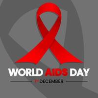 world aids day design template. red ribbon and text. simple and modern design. use for greeting card, banner and poster vector