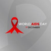 world aids day design template. simple design with red ribbon, typography and grey background vector