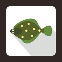 Flounder fish icon in flat style vector