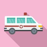 Ambulance car icon, flat style vector