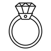 icono de anillo de diamantes de oro, estilo de esquema vector