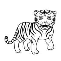 dibujos animados de tigre en blanco y negro vector