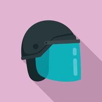 icono de casco de policía, estilo plano vector