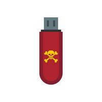 Usb flash drive with a virus icon, flat style vector