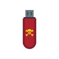 Usb flash drive with a virus icon, flat style vector