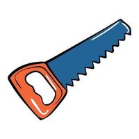 Hand saw icon, cartoon style vector