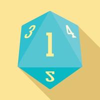 Dice polygonal number icon, flat style vector