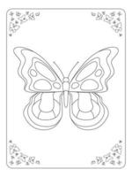 mariposa para colorear página para niños arte lineal vector