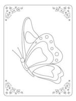 Butterfly Coloring page for kids line art vector