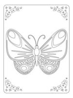 Butterfly Coloring page for kids line art vector