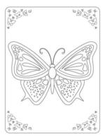 mariposa para colorear página para niños arte lineal vector