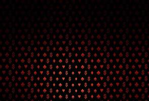 Dark red vector pattern with symbol of cards.