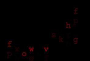 Dark red vector background with signs of alphabet.