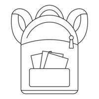 Student backpack icon, outline style vector