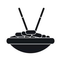 Bowl of rice with chopsticks icon, simple style vector