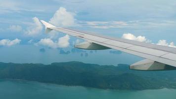 Aerial view over islands in Andaman sea near Phuket, southern part of Thailand, view from airplane video