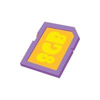 icono de tarjeta de memoria de 8 gb, estilo de dibujos animados vector