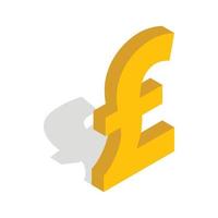 Sign of pound sterling icon, isometric 3d style vector