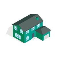 Two storey house with garage icon vector