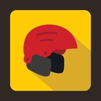 icono de casco de esquí rojo, estilo plano vector