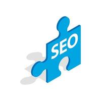 seo, azul, rompecabezas, icono, isométrico, 3d, estilo vector