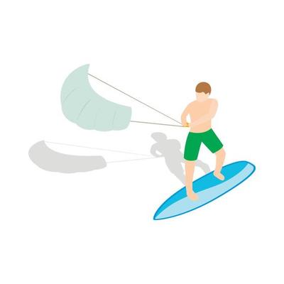 Kitesurfing icon in isometric 3d style