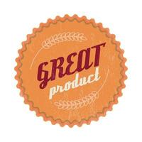 Great product brown label, vintage style vector