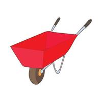 Red wheelbarrow icon, cartoon style vector