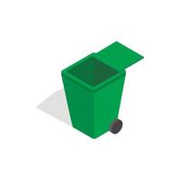 Open green garbage container icon vector