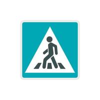 Pedestrian road sign icon, flat style vector