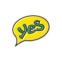 Word yes in bubble speech icon, flat style vector