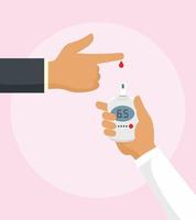 Test blood with glucometer background, flat style vector