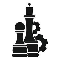 icono de engranaje de lógica de ajedrez, estilo simple vector