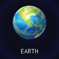 Earth space icon, cartoon style vector