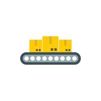 Belt conveyor with load icon, flat style vector