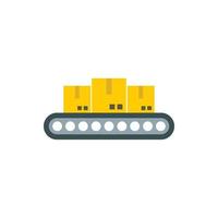 Belt conveyor with load icon, flat style vector