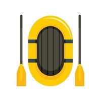 Rubber boat and paddle icon, flat style vector